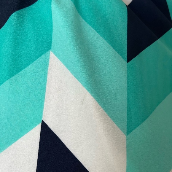 Strapless Blue Geometric Print Dress - Picture 7 of 9